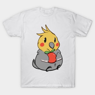 Cute Cockatiel Snacking on Fresh Apple T-Shirt